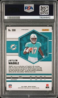 2021 Panini Mosaic 308 Jaylen Waddle Reactive Orange PSA 10