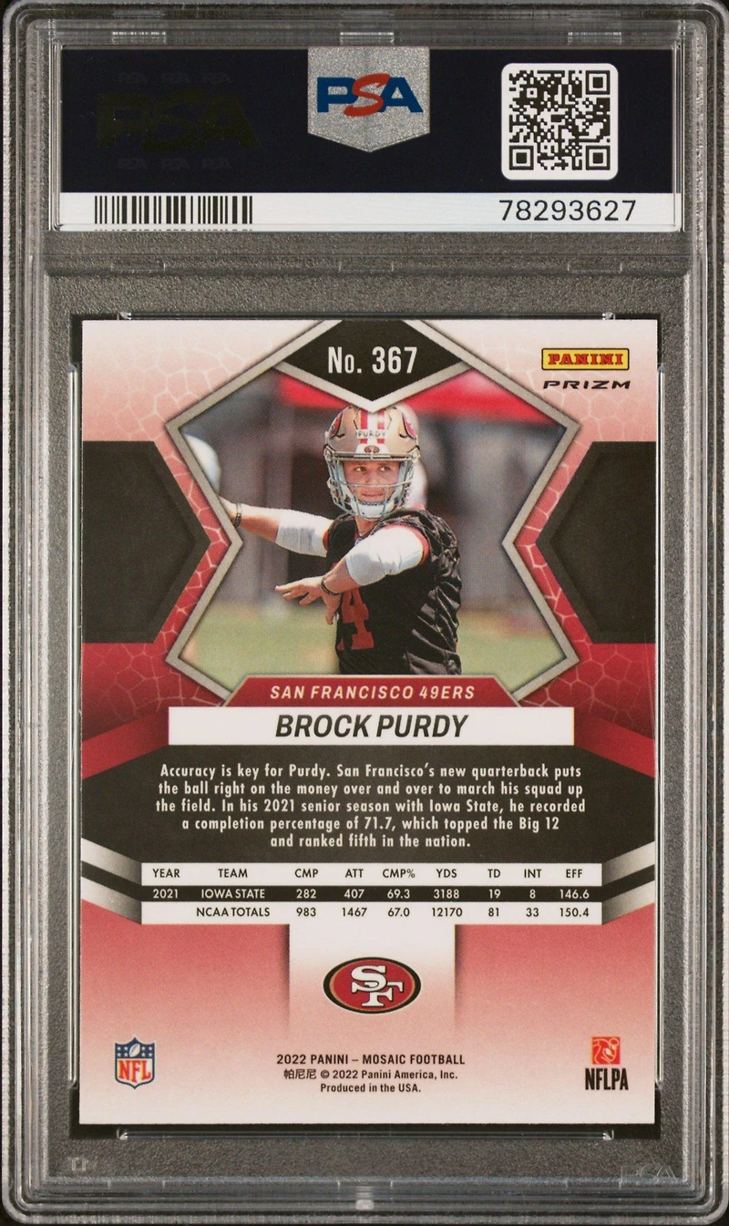 2022 Panini Mosaic 367 Brock Purdy Mosaic PSA