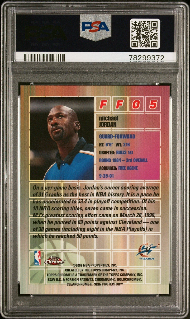 2001 Topps Chrome Fast & Furious Ff05 Michael Jordan PSA 10
