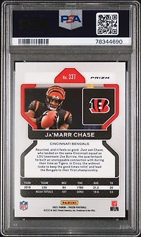2021 Panini Prizm 337 Ja’marr Chase Red/white/blue Prizm PSA 10