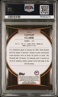 2022 Bowman Chrome University Bowman Invicta Bi15 Caitlin Clark PSA 9