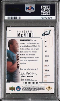 1999 Spx 132 Donovan Mcnabb Autographed PSA 9
