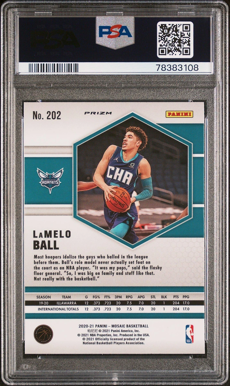2020 Panini Mosaic 202 Lamelo Ball Red Mosaic PSA 10