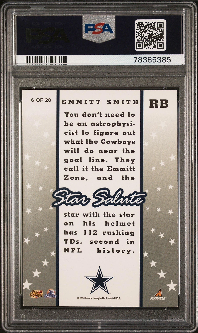 1998 Score Star Salute 6 Emmitt Smith PSA 8