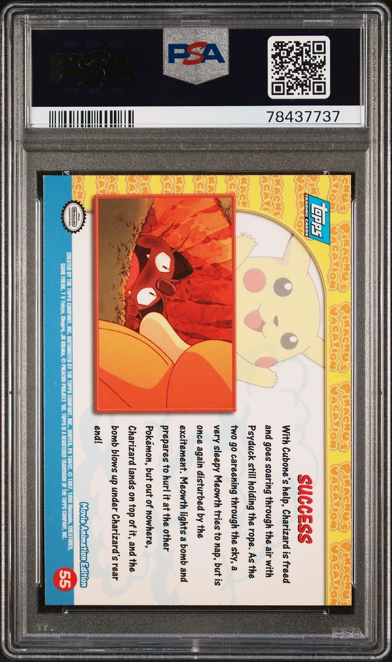 1999 Topps Pokemon The Movie Edt 55 Movie Edition Success-rainbow Foil PSA 9