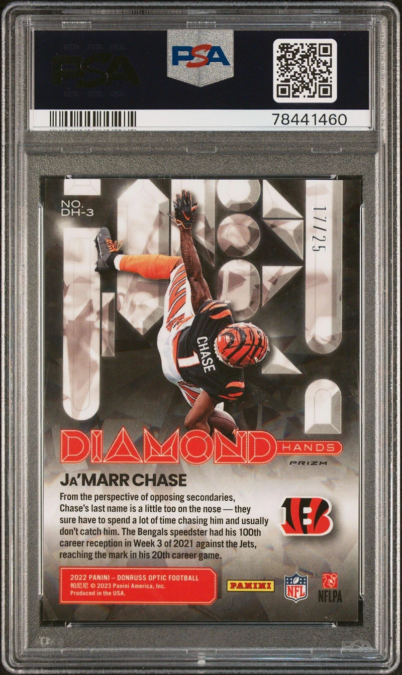 2022 Panini Donruss Optic Diamond Hands Dh3 Ja'marr Chase Black Pandora PSA 9