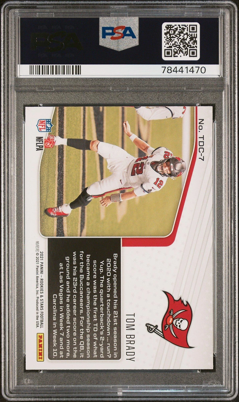 2021 Panini Rookies & Stars Touchdown Club Tdc-7 Tom Brady True Blue PSA 10