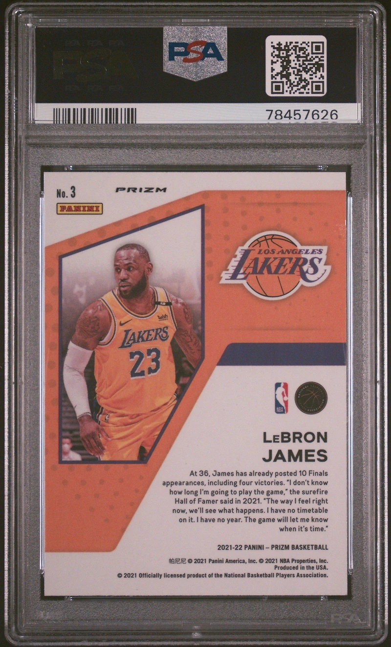 2021 Panini Prizm Mindset 3 Lebron James Fast Break PSA 10