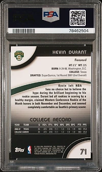 2007 Finest 71 Kevin Durant PSA 10