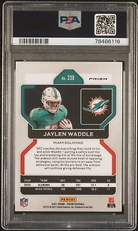 2021 Panini Prizm 338 Jaylen Waddle Disco Prizm PSA 10
