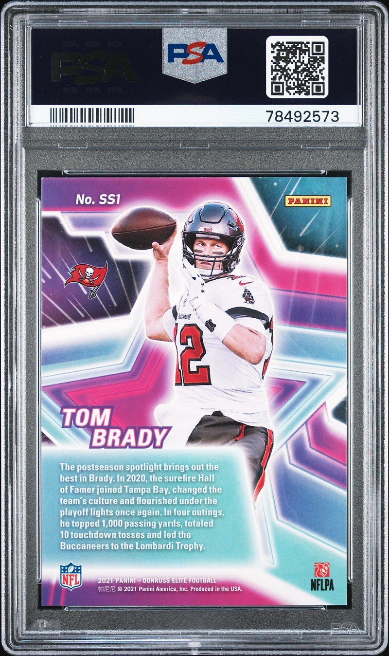 2021 Panini Donruss Elite Star Status Ss1 Tom Brady Pink PSA 9