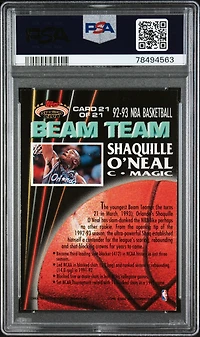 1992 Stadium Club Beam Team 21 Shaquille O'neal Members Only PSA 8