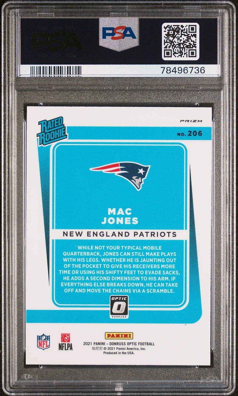 2021 Panini Donruss Optic 206 Mac Jones Blue Scope PSA 10