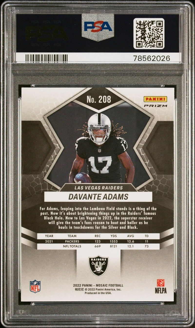 2022 Panini Mosaic 208 Davante Adams Genesis PSA 10