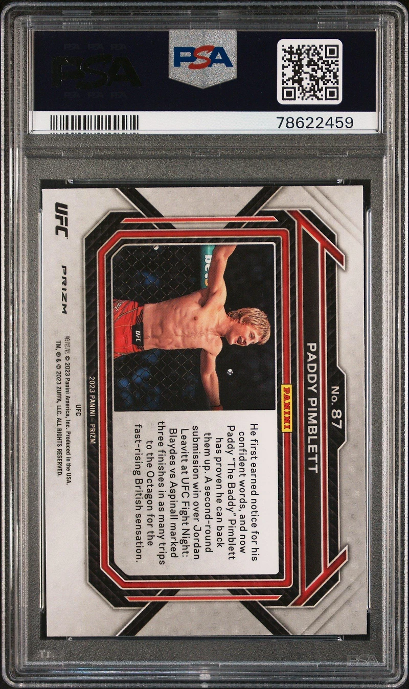 2023 Panini Prizm Ufc 87 Paddy Pimblett Ruby Wave PSA 9