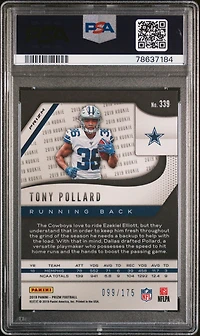 2019 Panini Prizm 339 Tony Pollard Hyper Prizm PSA 10