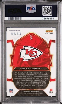 2022 Panini Select 20 Patrick Mahomes Ii Tri-color Prizm PSA 10