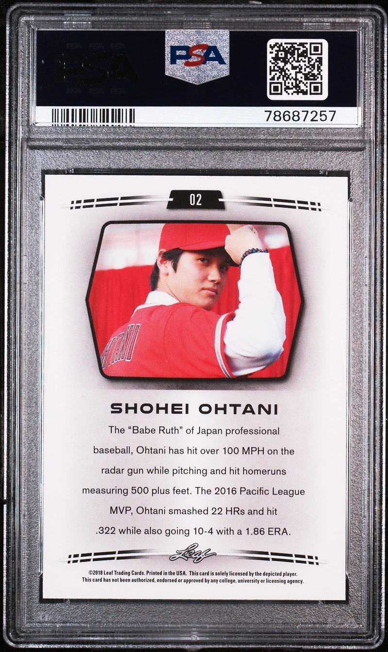 2018 Leaf Ohtani Retail 02 Shohei Ohtani PSA 10