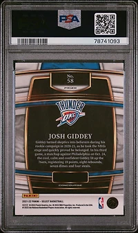 2021 Panini Select 58 Josh Giddey Silver Prizm PSA 10