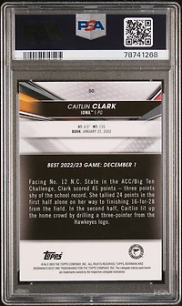 2022 Bowman University Best 50 Caitlin Clark Speckle Refractor PSA 10