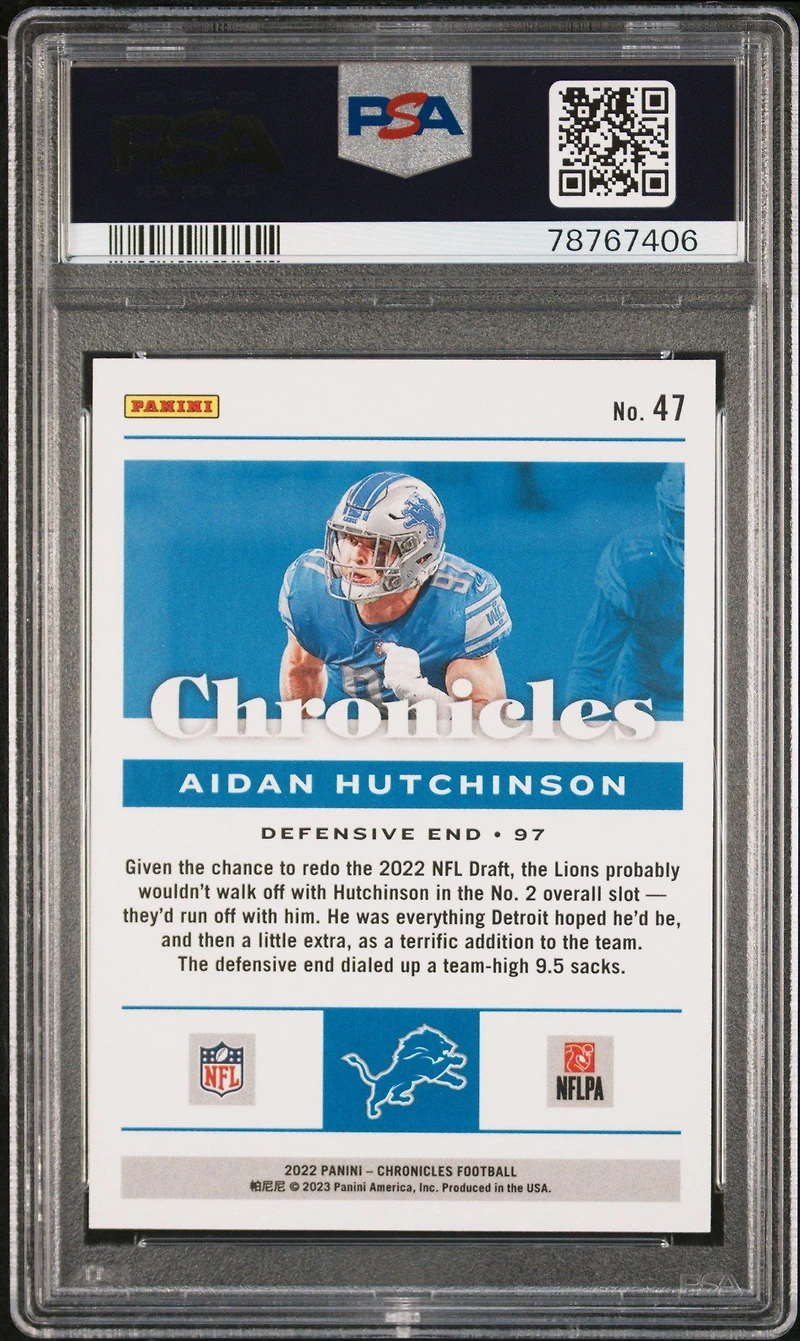 2022 Panini Chronicles 47 Aidan Hutchinson PSA 10