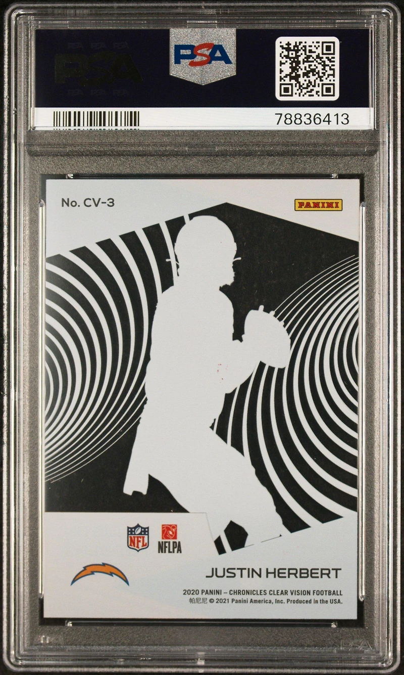 2020 Panini Chronicles Clear Vision Rookies Cv3 Justin Herbert PSA 10