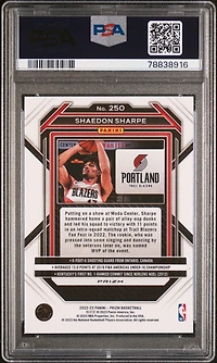 2022 Panini Prizm 250 Shaedon Sharpe Red Ice PSA