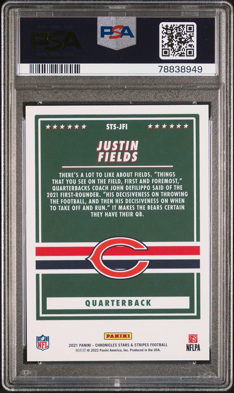 2021 Panini Chronicles Stars & Stripes Stsjfi Justin Fields PSA 10