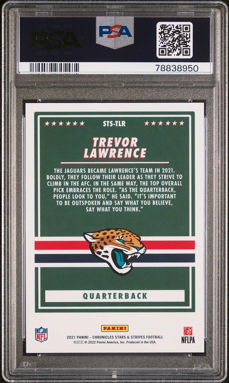 2021 Panini Chronicles Stars & Stripes Ststlr Trevor Lawrence PSA 10