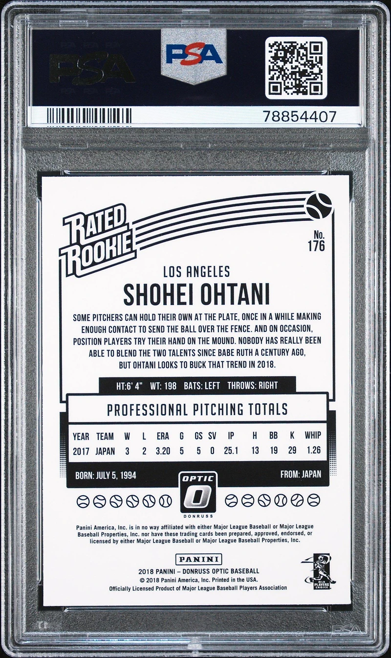 2018 Panini Donruss Optic 176 Shohei Ohtani PSA 9