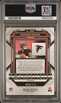 2022 Panini Prizm 302 Desmond Ridder Purple Prizm PSA 9