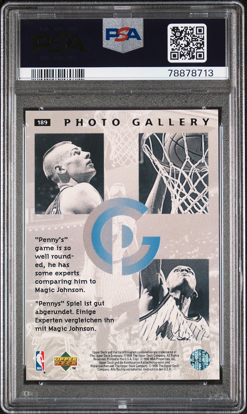 1995 Collector's Choice International German Ii 189 Anfernee Hardaway PSA 9