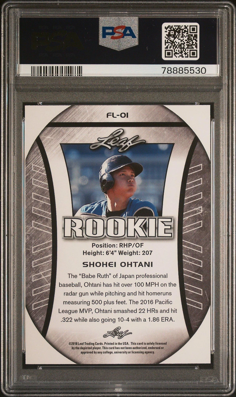 2018 Leaf Rookie Ohtani Exclusive Flag Fl-01 Shohei Ohtani PSA 10