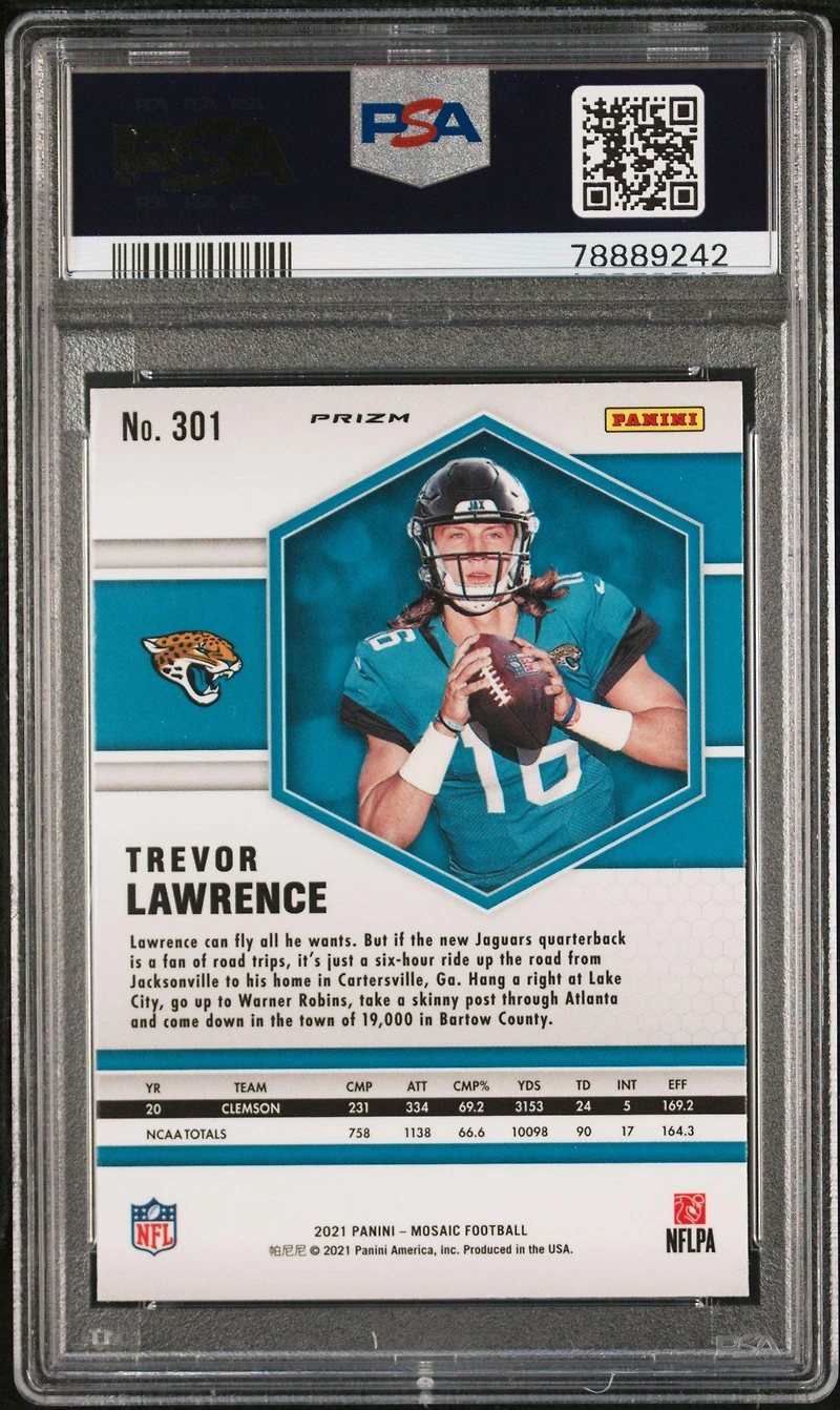 2021 Panini Mosaic 301 Trevor Lawrence Mosaic PSA 9