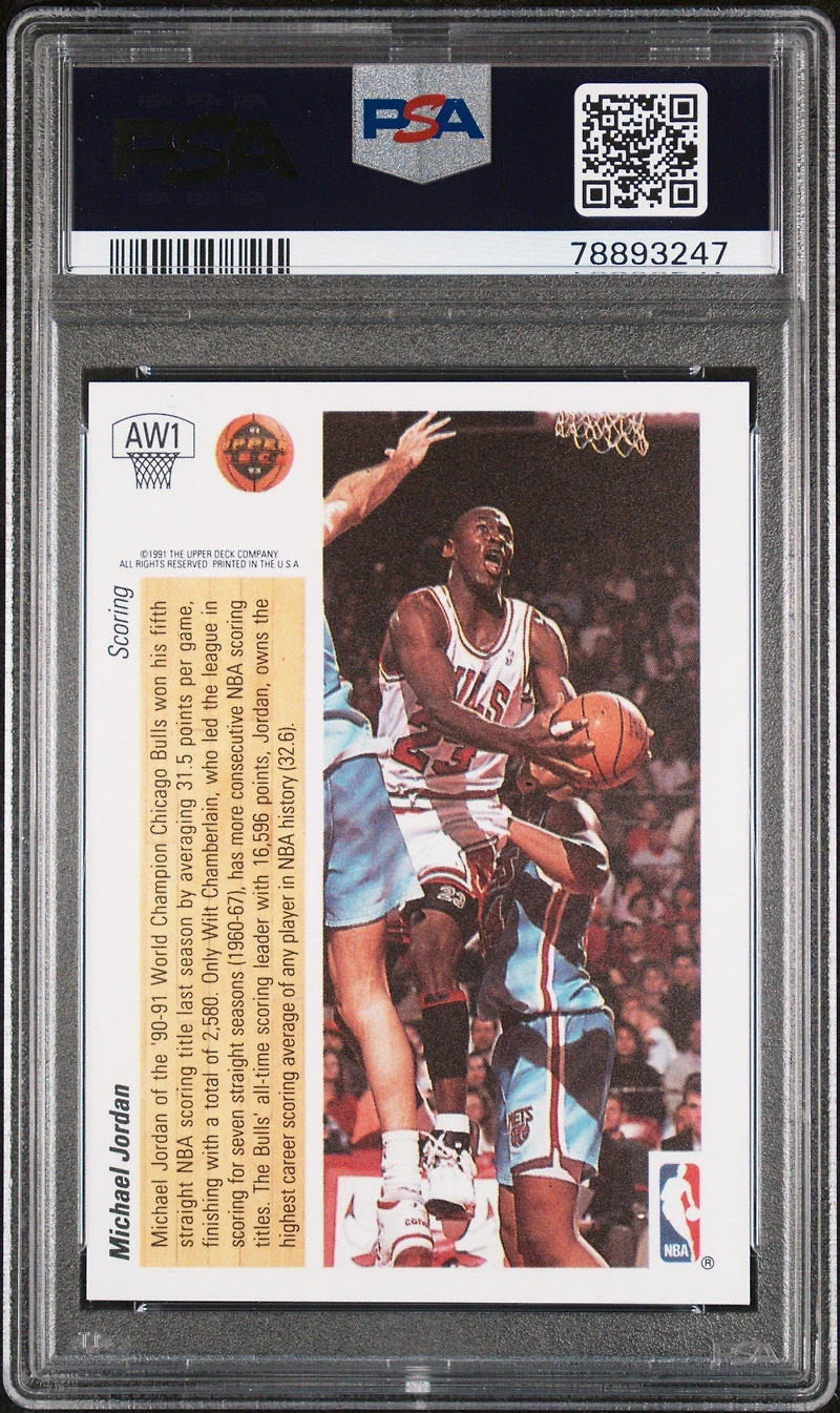 1991 Upper Deck Award Winner Hologram Aw1 Michael Jordan PSA 9