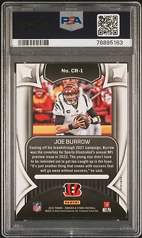 2022 Panini Rookies & Stars Crusade Cr1 Joe Burrow PSA 9
