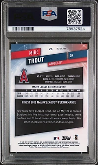 2019 Finest 25 Mike Trout Refractor PSA 10