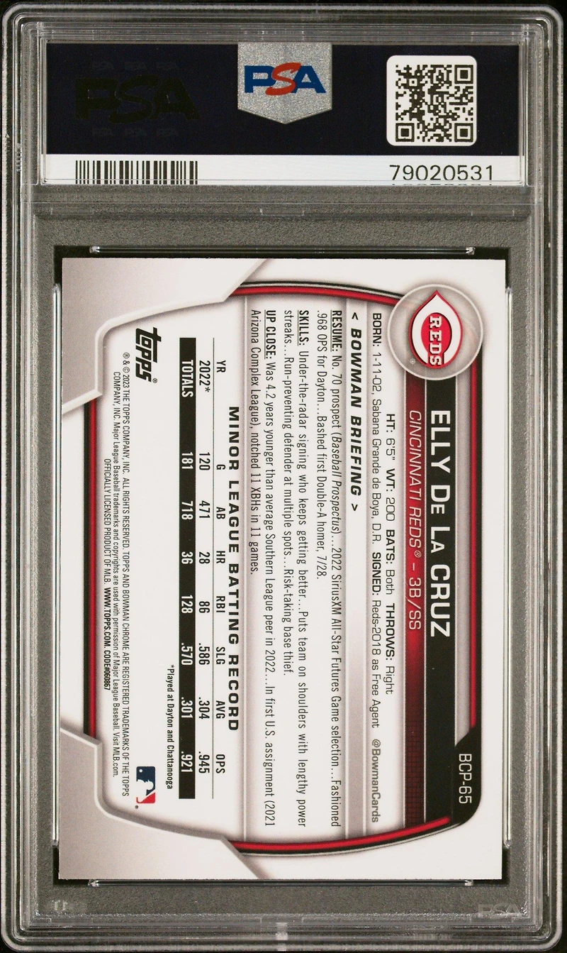 2023 Bowman Mega Box Chrome 65 Elly De La Cruz PSA 10