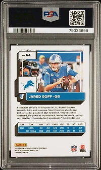 2022 Panini Donruss Optic 64 Jared Goff Gold PSA 10