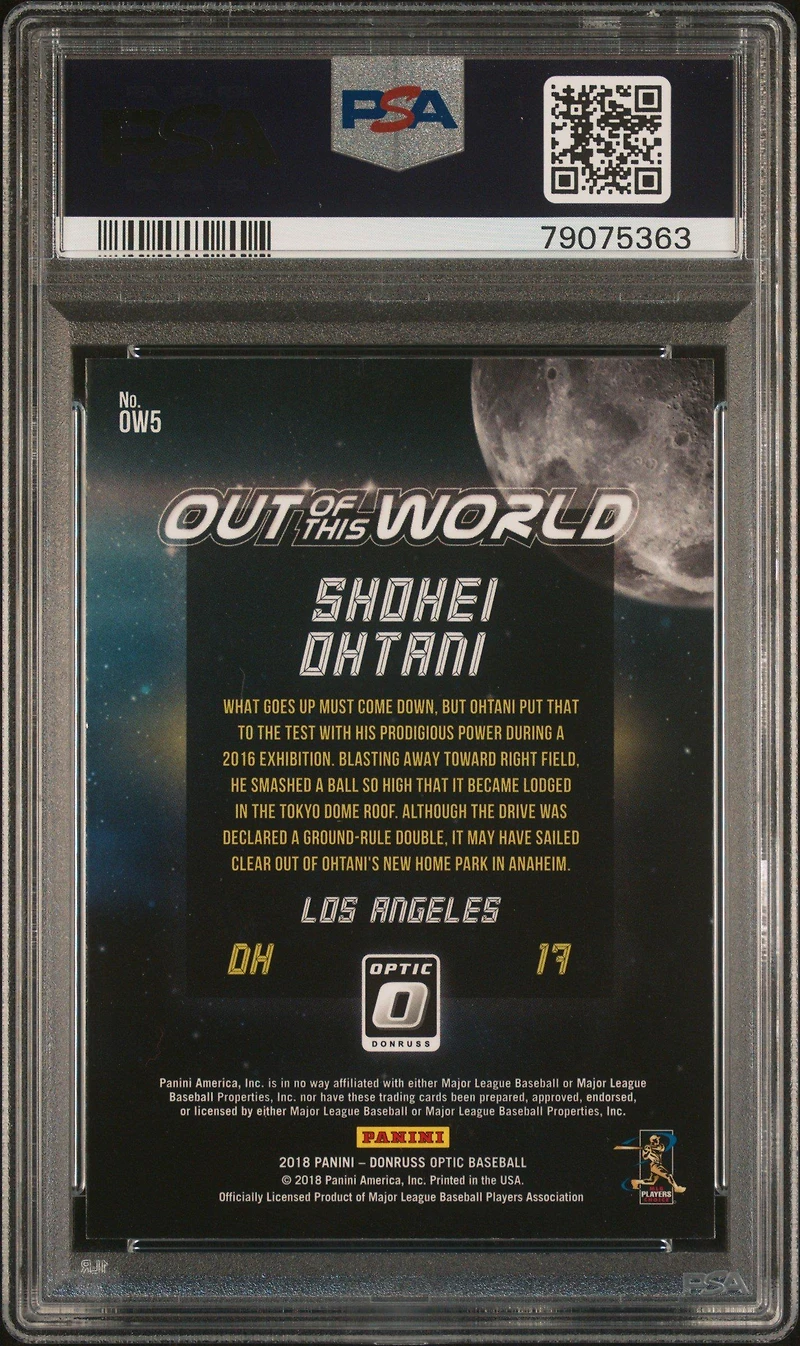2018 Panini Donruss Optic Out Of This World Ow5 Shohei Ohtani PSA 9