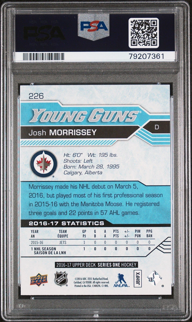 2016 Upper Deck 226 Josh Morrissey PSA 9