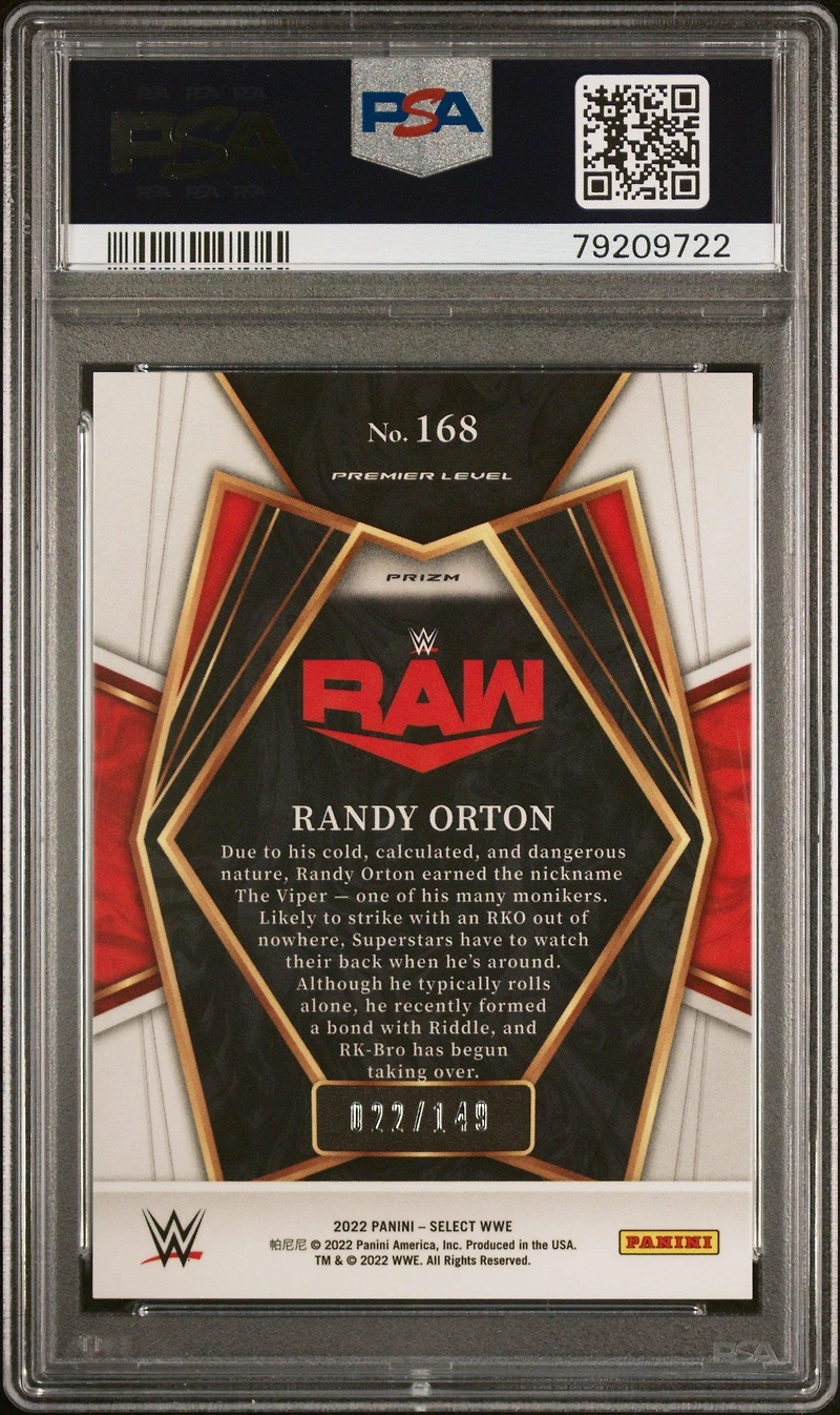 2022 Panini Select Wwe 168 Randy Orton Maroon Prizm PSA 9