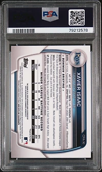 2023 Bowman Chrome Prospect Autographs Cpaxi Xavier Isaac Atomic Refractor PSA 10