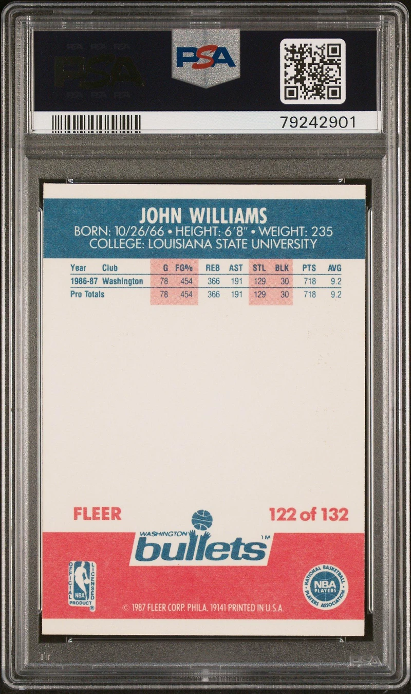 1987 Fleer 122 John Williams PSA 8