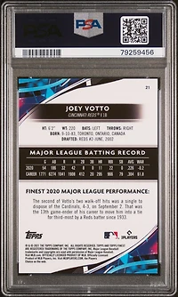 2021 Topps Finest 21 Joey Votto Sky Blue Refractor PSA 9