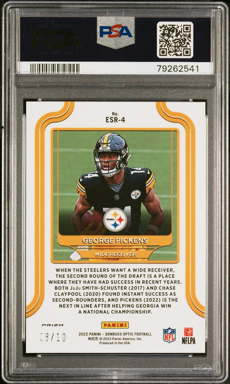 2022 Panini Donruss Optic The Elite Series Rookies Esr4 George Pickens Gold PSA 9