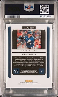 2023 Panini Three And Two Autographed Jerseys Ajbwj Bobby Witt Jr. PSA 9