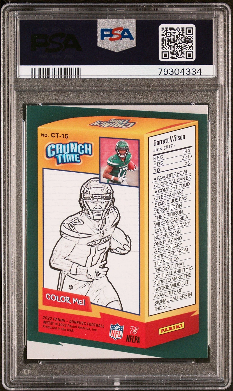 2022 Panini Donruss Crunch Time Ct15 Garrett Wilson PSA 9