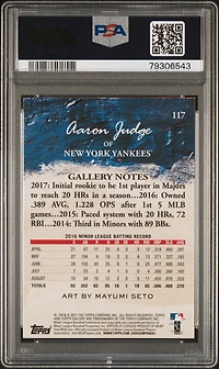 2017 Topps Gallery 117 Aaron Judge PSA 9