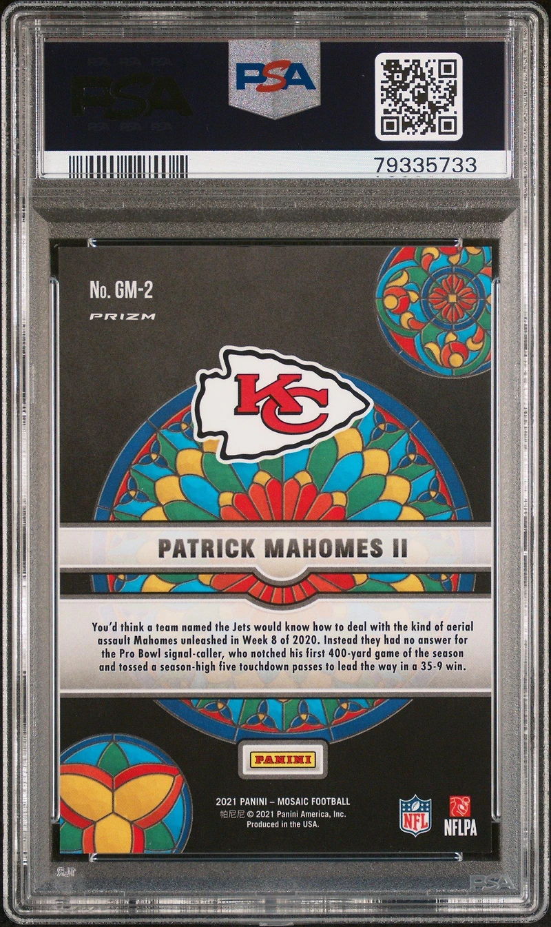 2021 Panini Mosaic Glass Mosaic Gm2 Patrick Mahomes Ii PSA 9